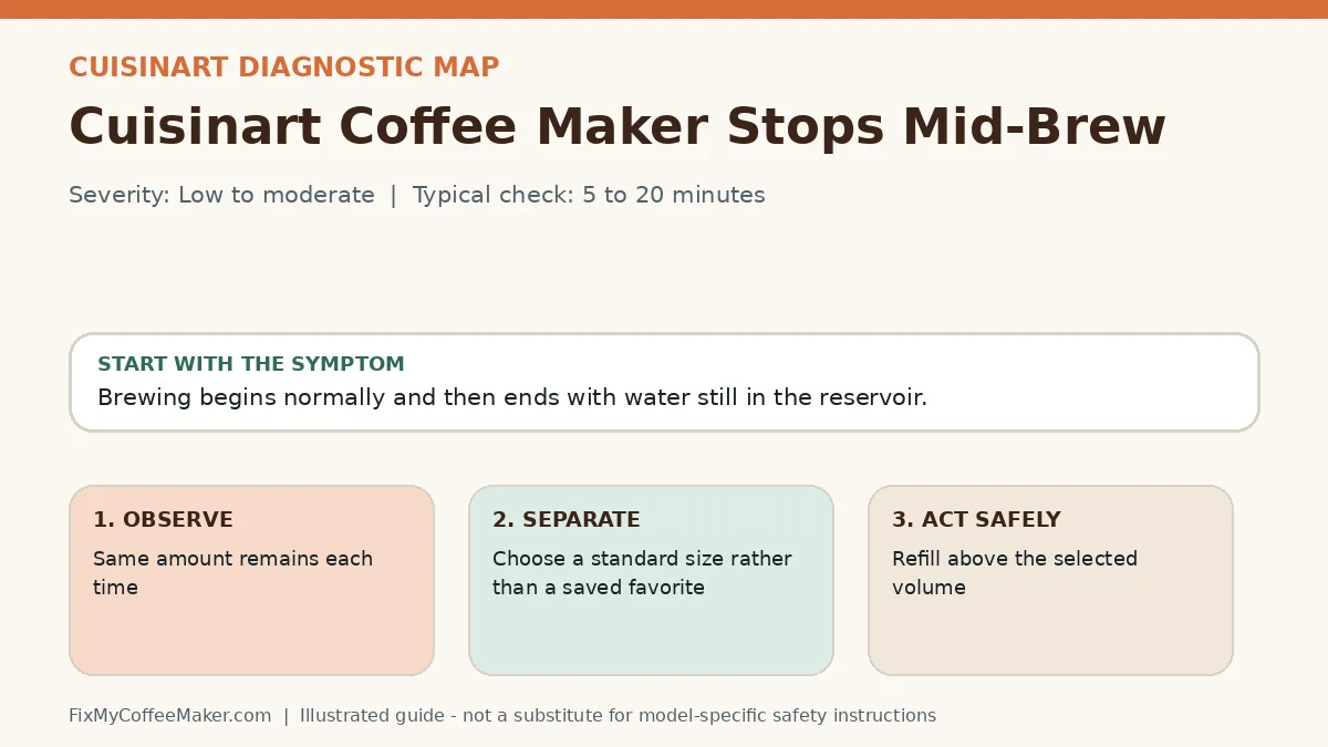 Diagnostic decision map for Cuisinart Coffee Maker Stops Mid-Brew