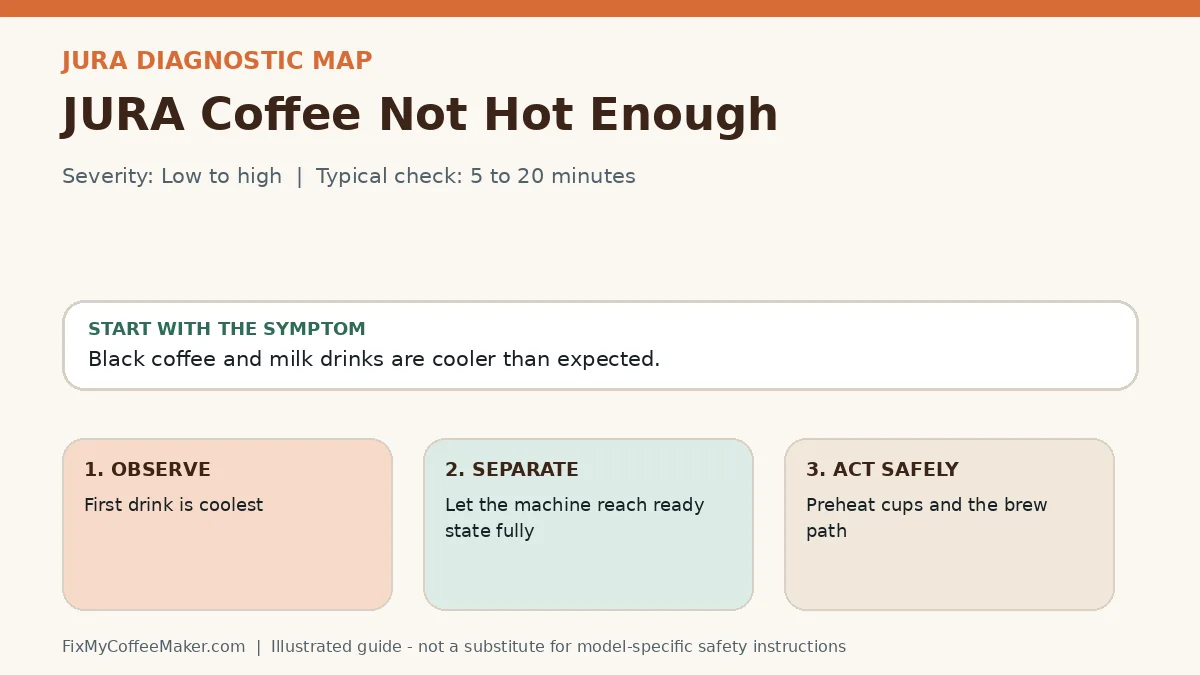 Diagnostic decision map for JURA Coffee Not Hot Enough