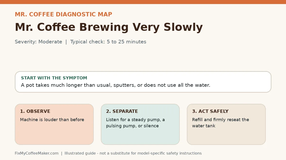 Diagnostic decision map for Mr. Coffee Brewing Very Slowly